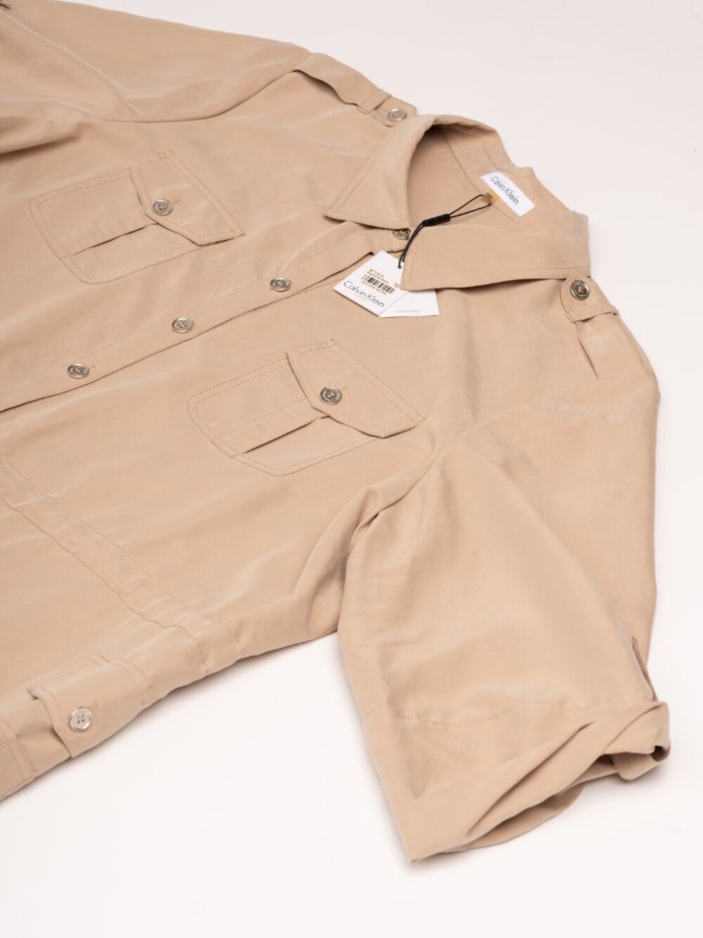 Calvin Klein Plus Size 18W Utility Shirt Dress Khaki NWT Workwear Minimalist - Picture 2 of 15